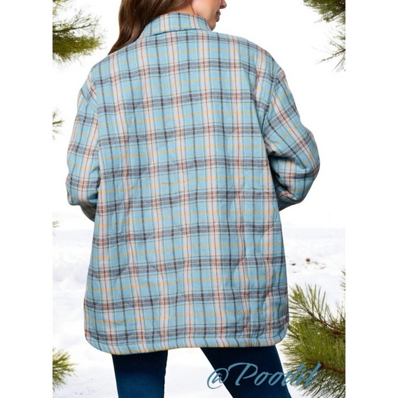 PETAL DEW Oversized plaid lightly quilted Shacket S M L - Picture 10 of 10